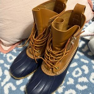 LL BEAN Brown and Navy  Boots